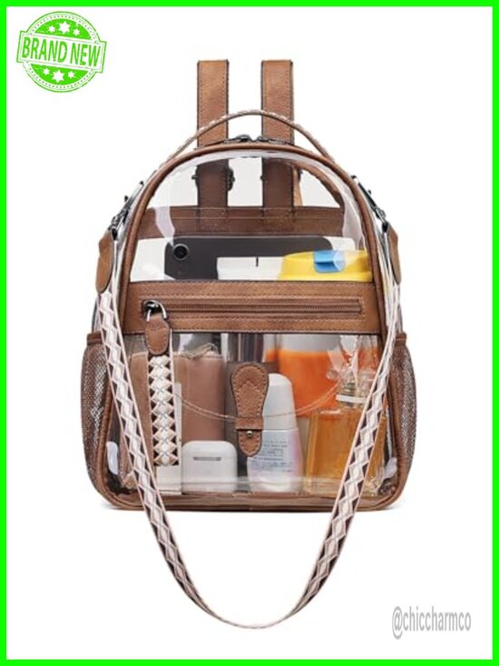Stadium Approved Clear PVC Backpack Purse, 9x4.5x10, Adjustable Straps main image 6